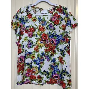 Dear John flutter sleeve v-neck rayon blouse top sz L Boho‎ dainty